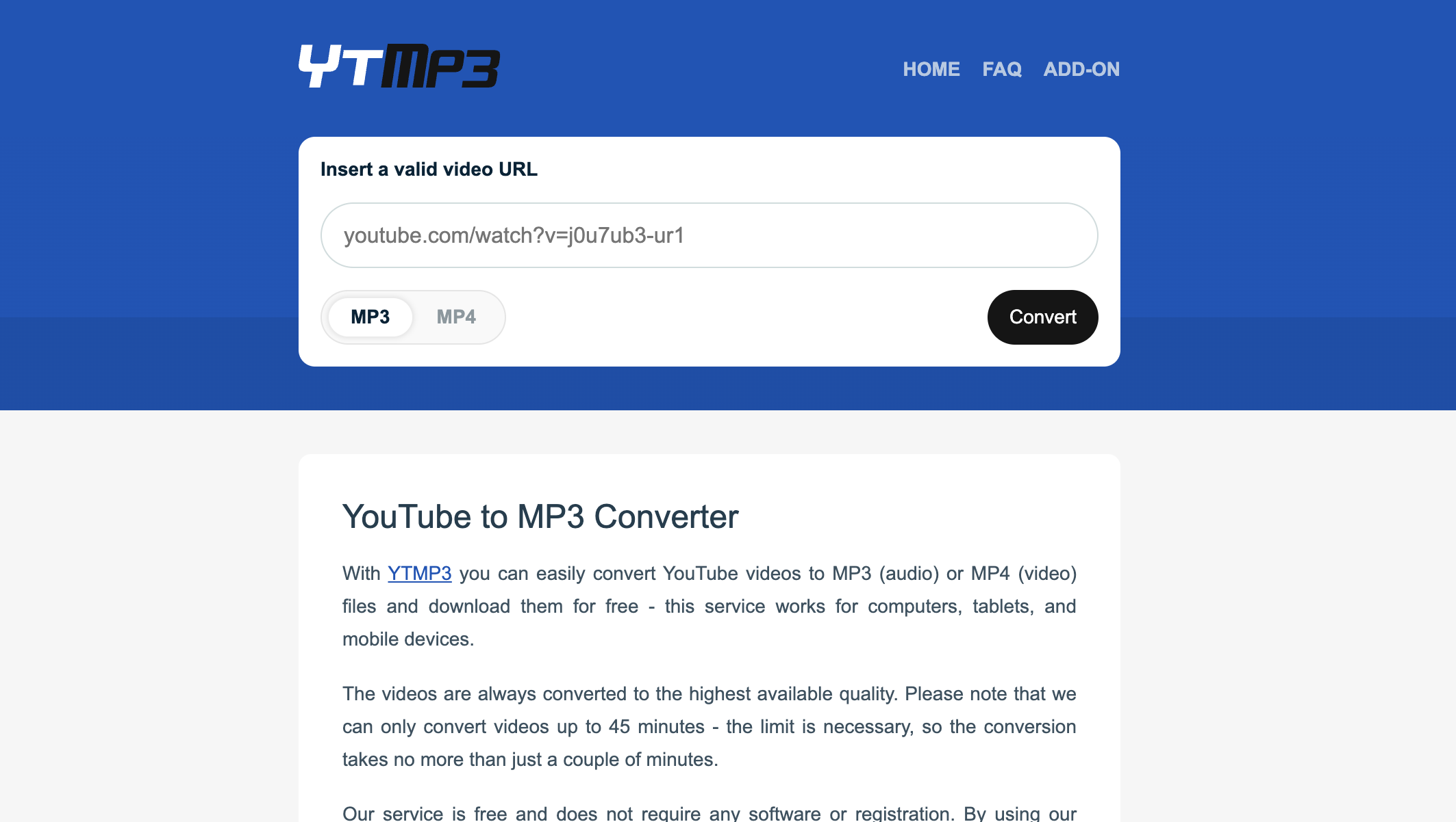 YouTube to MP3 Convertor: YTMP3.cc